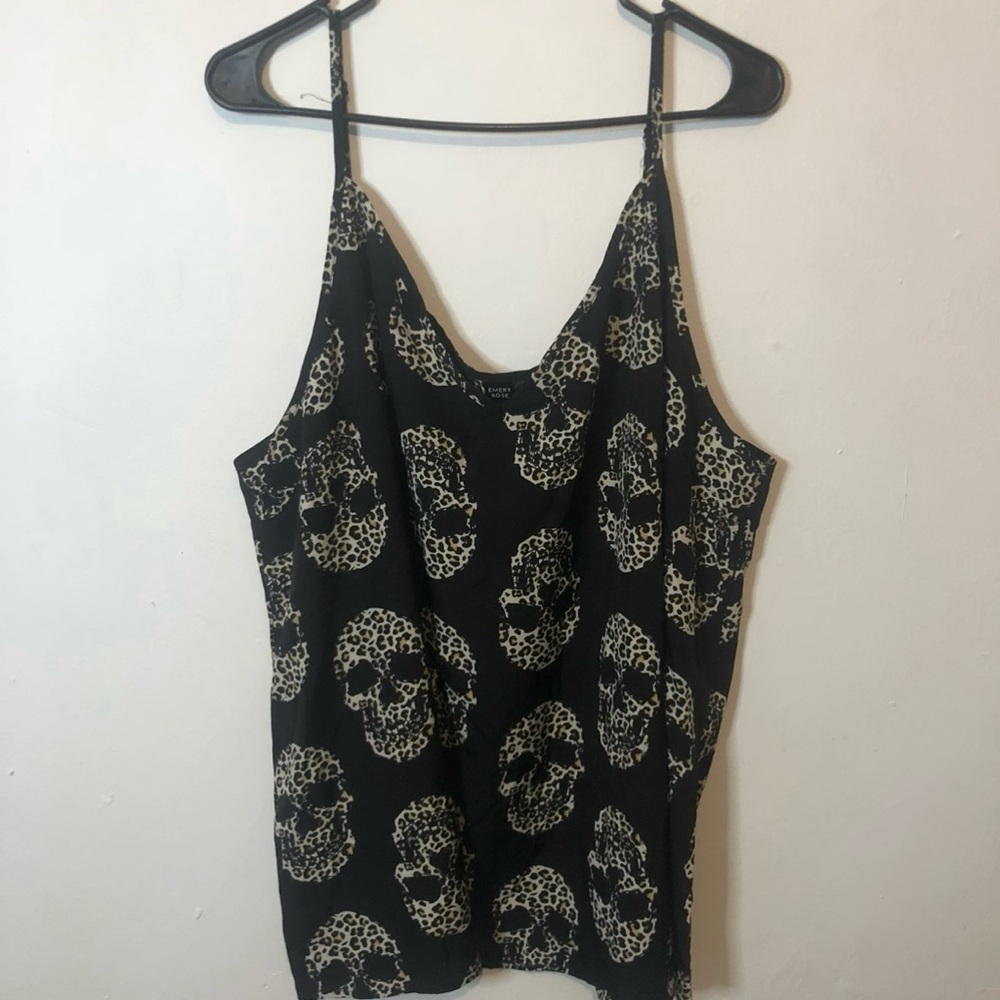 Leopard Skull Print Black Women's Top - Picture 4 of 8
